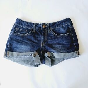 SO Authentic American Heritage Blue Denim Shorts Cuffed Shortie Juniors 3 XS-S